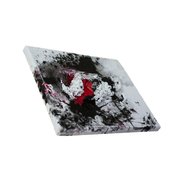 black and white with red abstract art